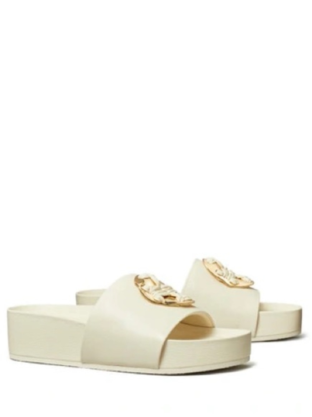 Tory Burch Woven Double T Slide Sandal In Light Cream Size 7
